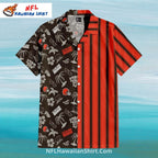 Browns Hawaiian Shirt Half Striped Tropical Coconut Print