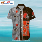 Browns Hawaiian Shirt – Half Tone Grayscale And Helmet Print