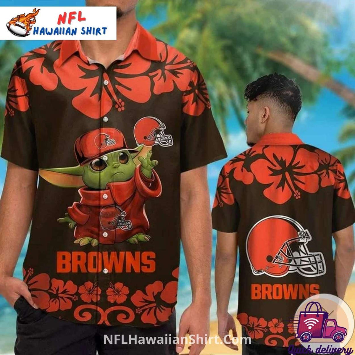Browns Hawaiian Shirt – Hula Snoopy And Tropical Floral Print