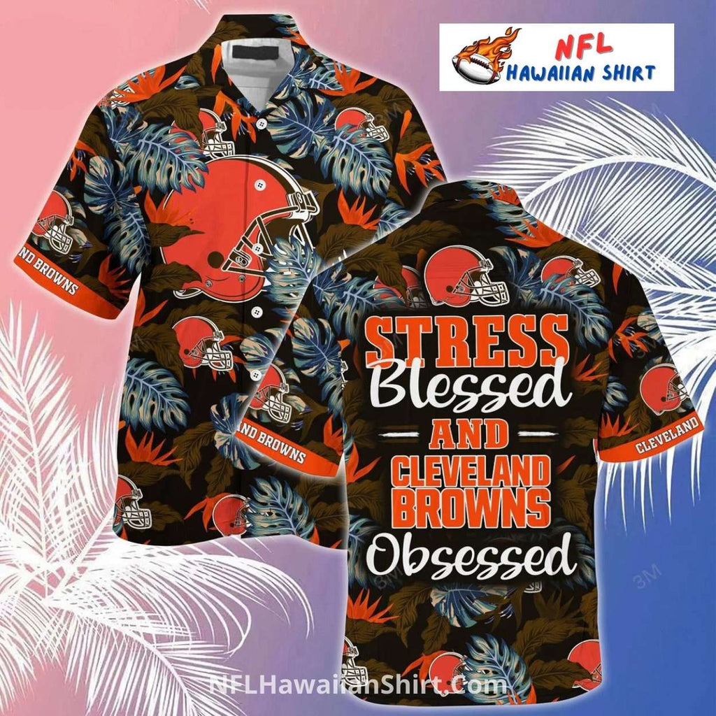 Browns Hawaiian Shirt – Tropical Leaves With Team Obsession Text