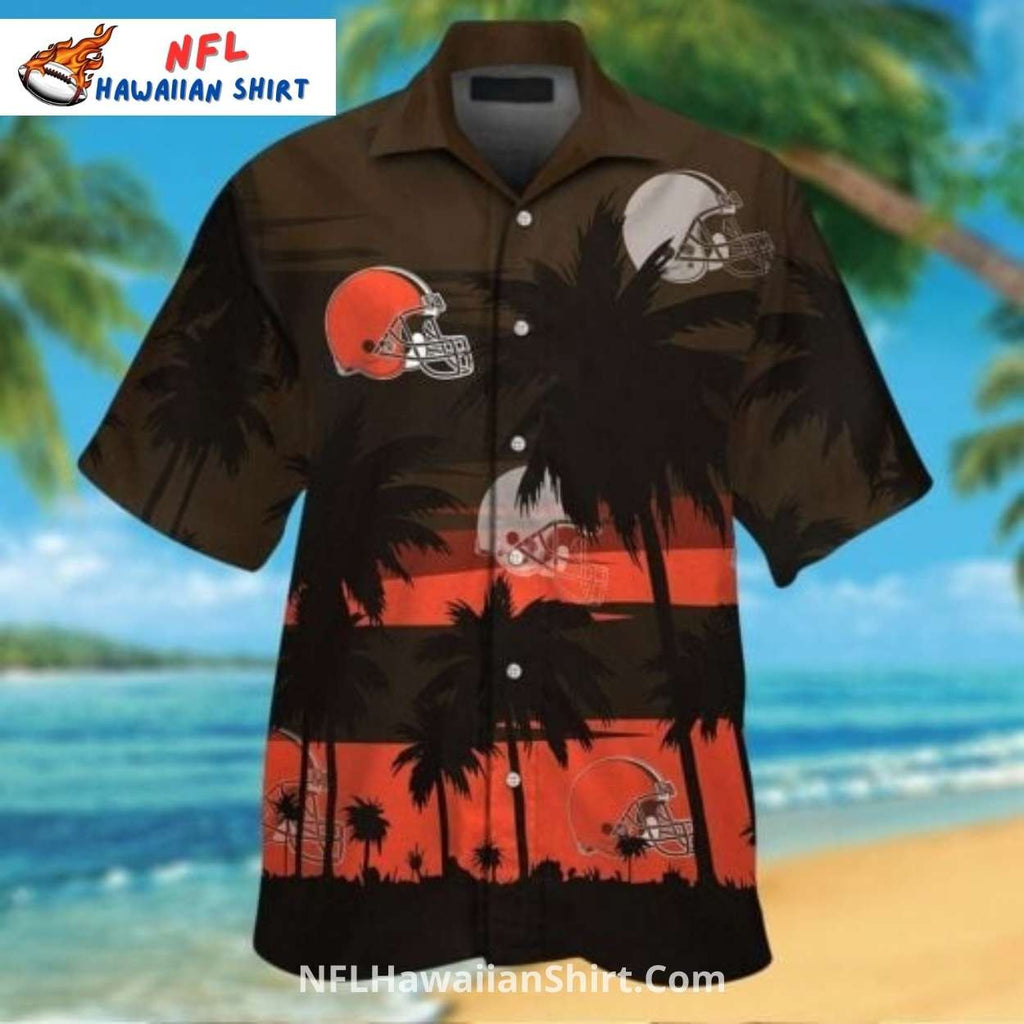 Browns Hawaiian Shirt Tropical Sunset Palm Tree Style