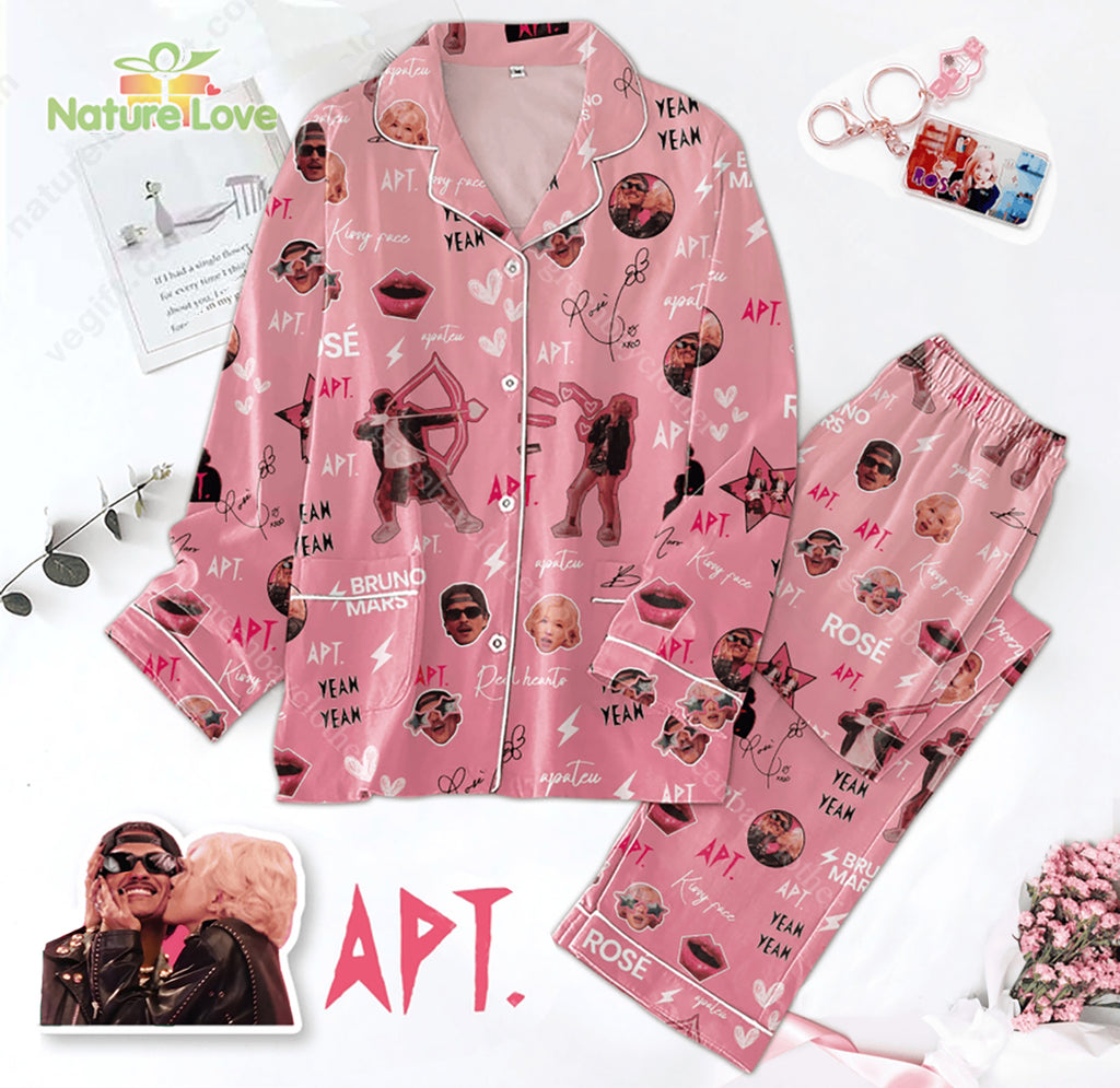 Rose Bruno Mars APT Pajamas Set Pink Pajamas Sets for Fans