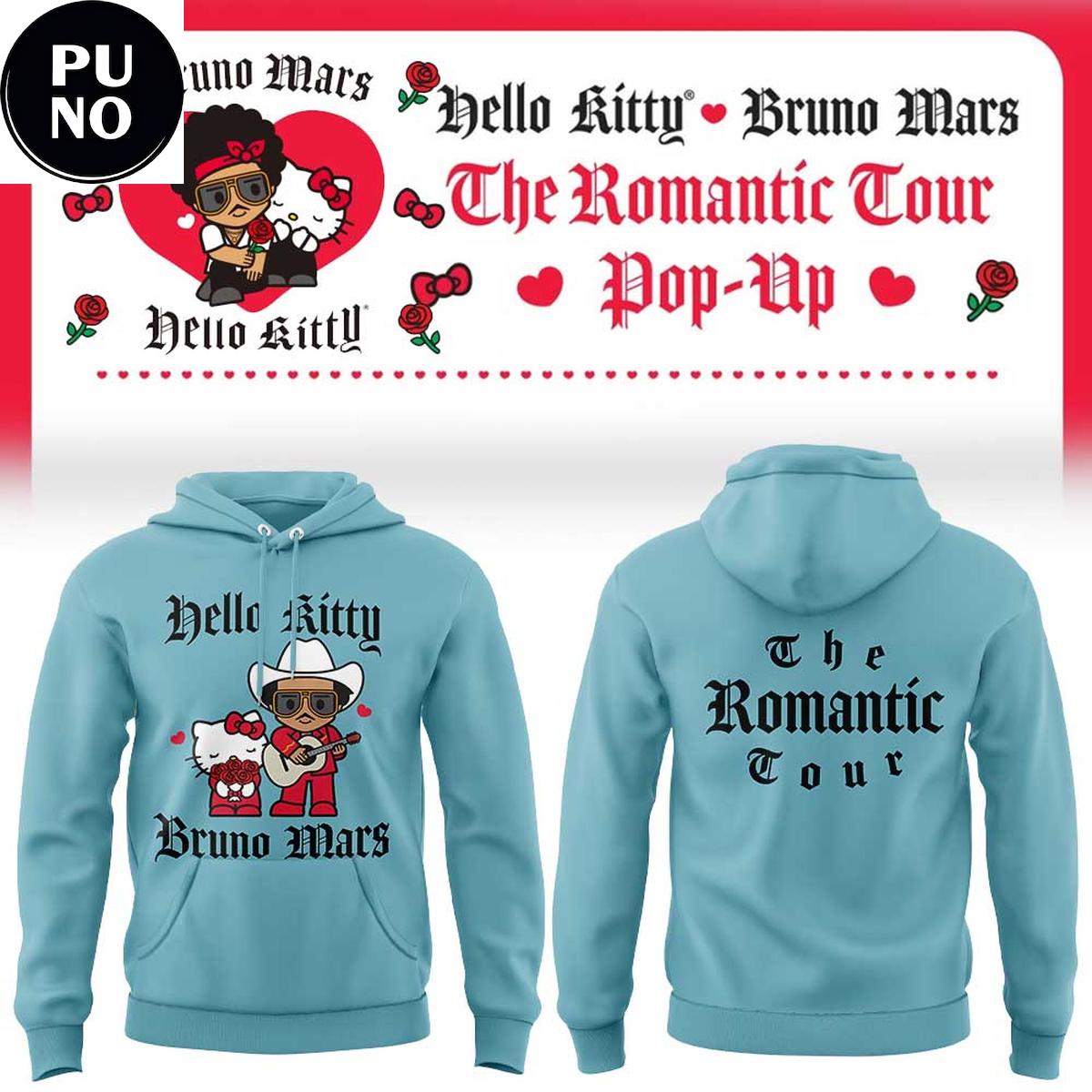 Bruno Mars x Hello Kitty 2026 The Romantic Tour Pop-Up Hoodie T-Shirt