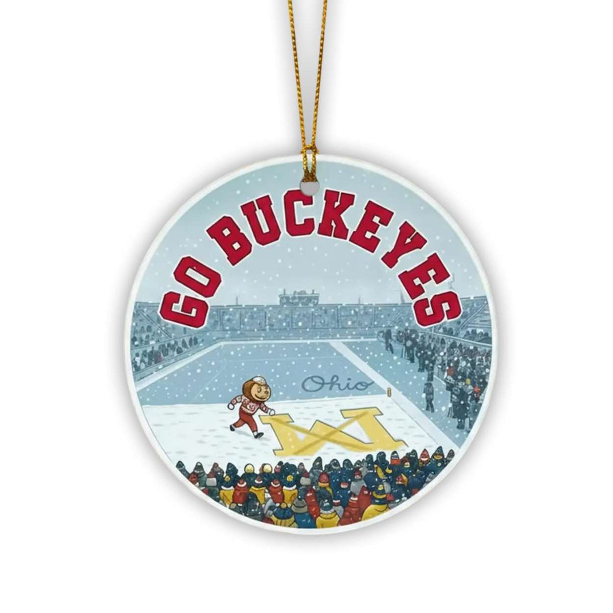 Brutus Go Buckeyes Snow Erase The M Ornament
