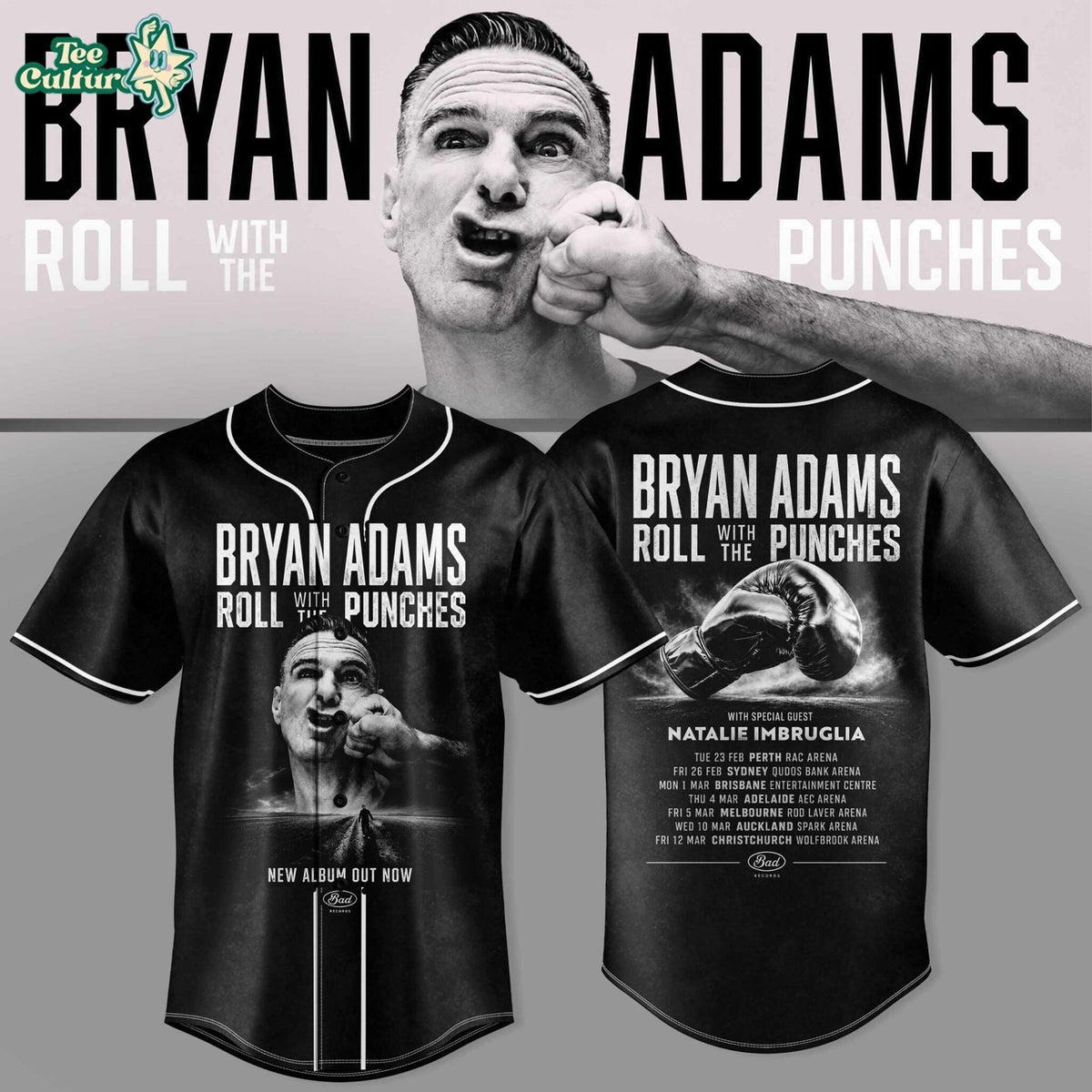 Bryan Adams Roll With The Punches Tour Baseball Jersey
