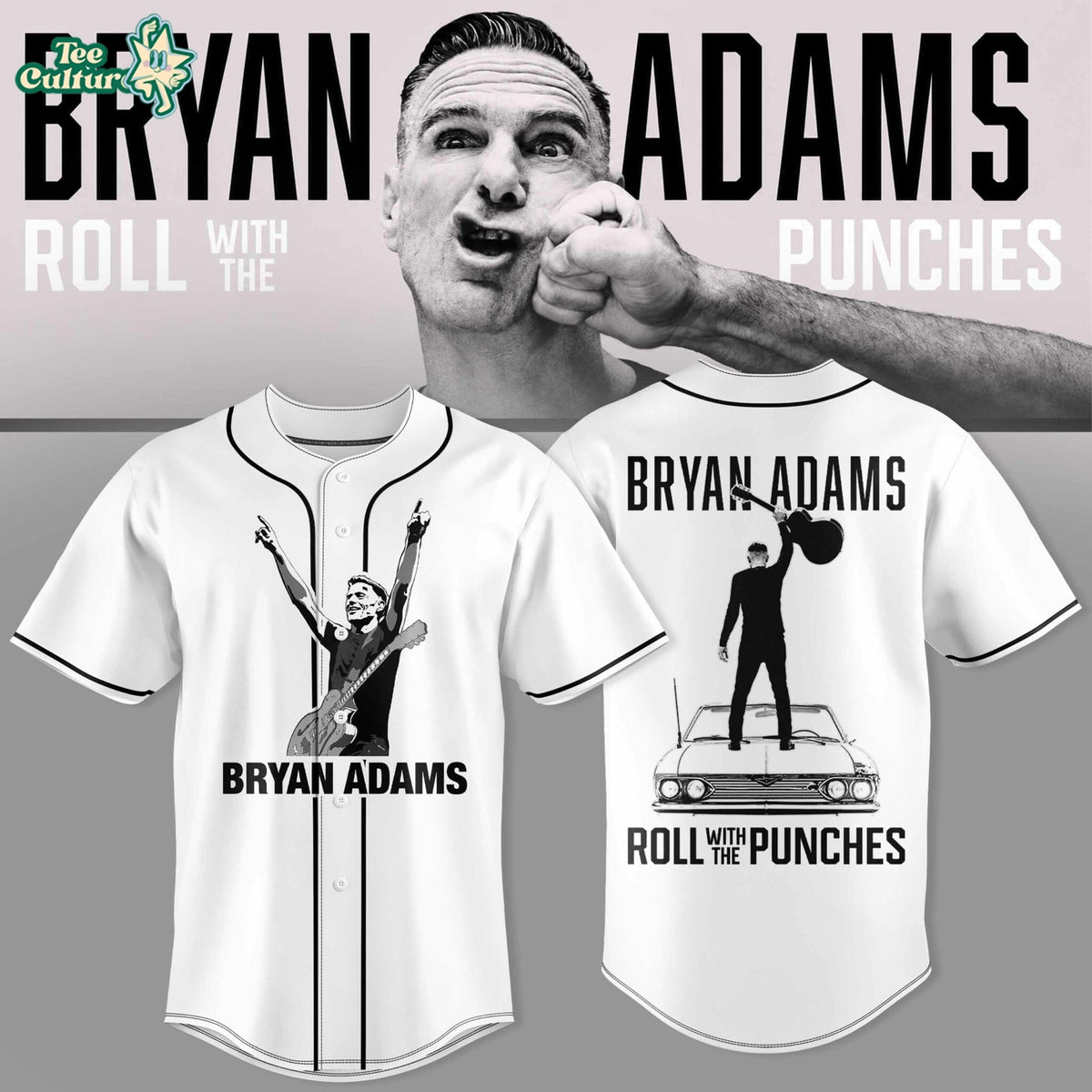 Bryan Adams Roll With The Punches Tour Baseball Jersey V3