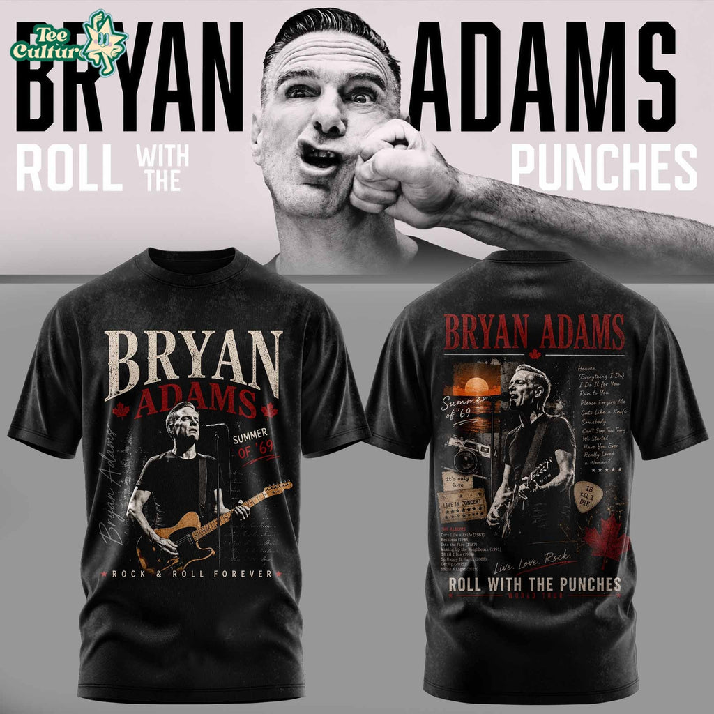 Bryan Adams Roll With The Punches Tour Graphic T-Shirt V4