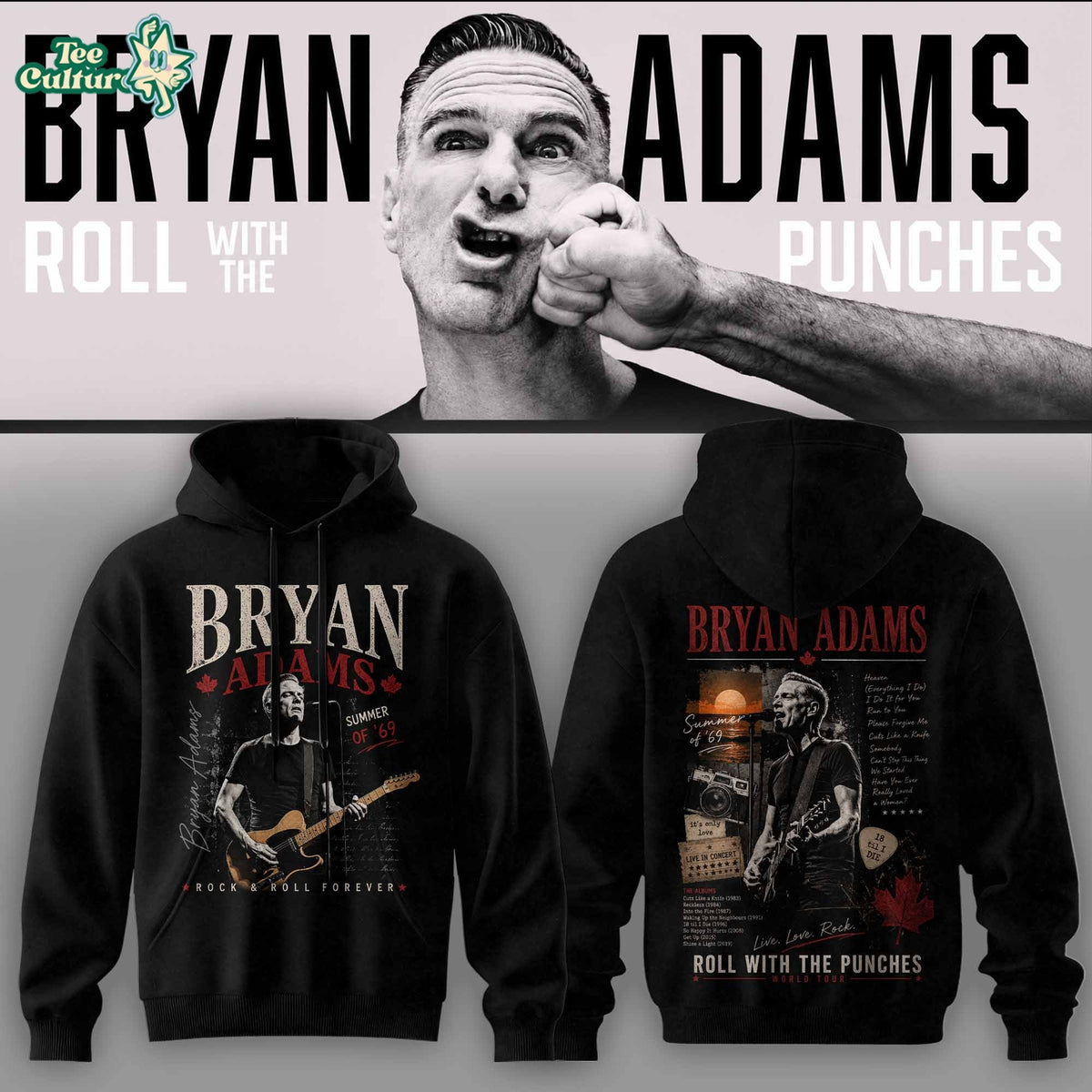 Bryan Adams Roll With The Punches Tour Hoodie V4
