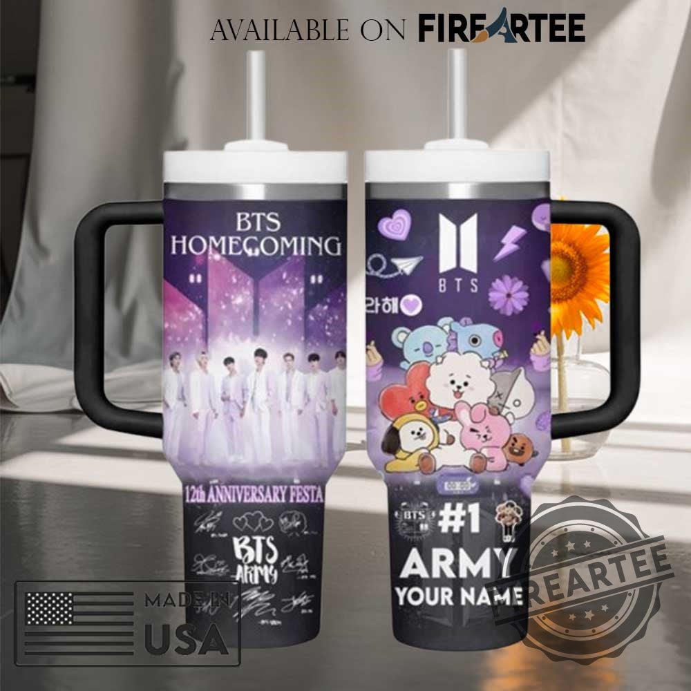 Bts Army Custom Stanley Tumbler 40 Oz With Handle