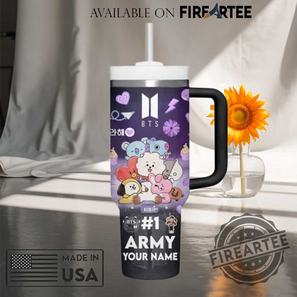 Bts Army Custom Stanley Tumbler 40 Oz With Handle