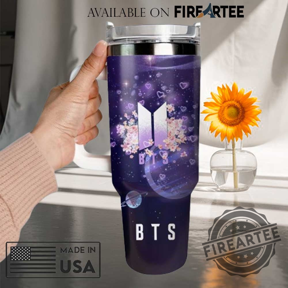 Bts Purple Galaxy Tumbler Kpop Fan Cup With Handle