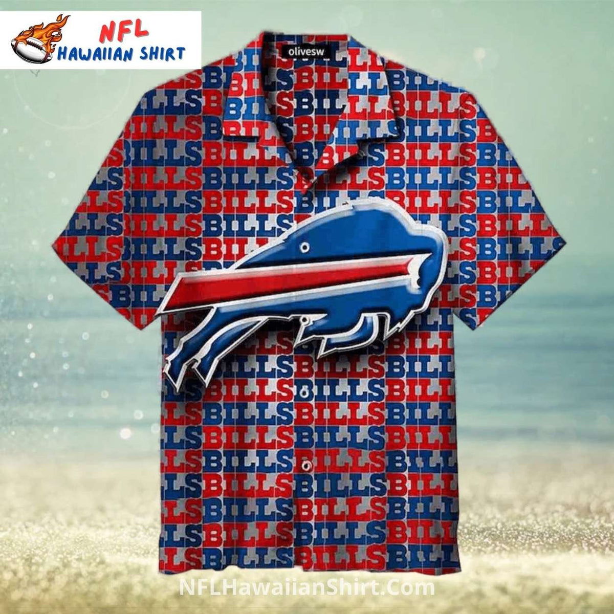 Buffalo Bills All Over Print Retro Grid Hawaiian Shirt