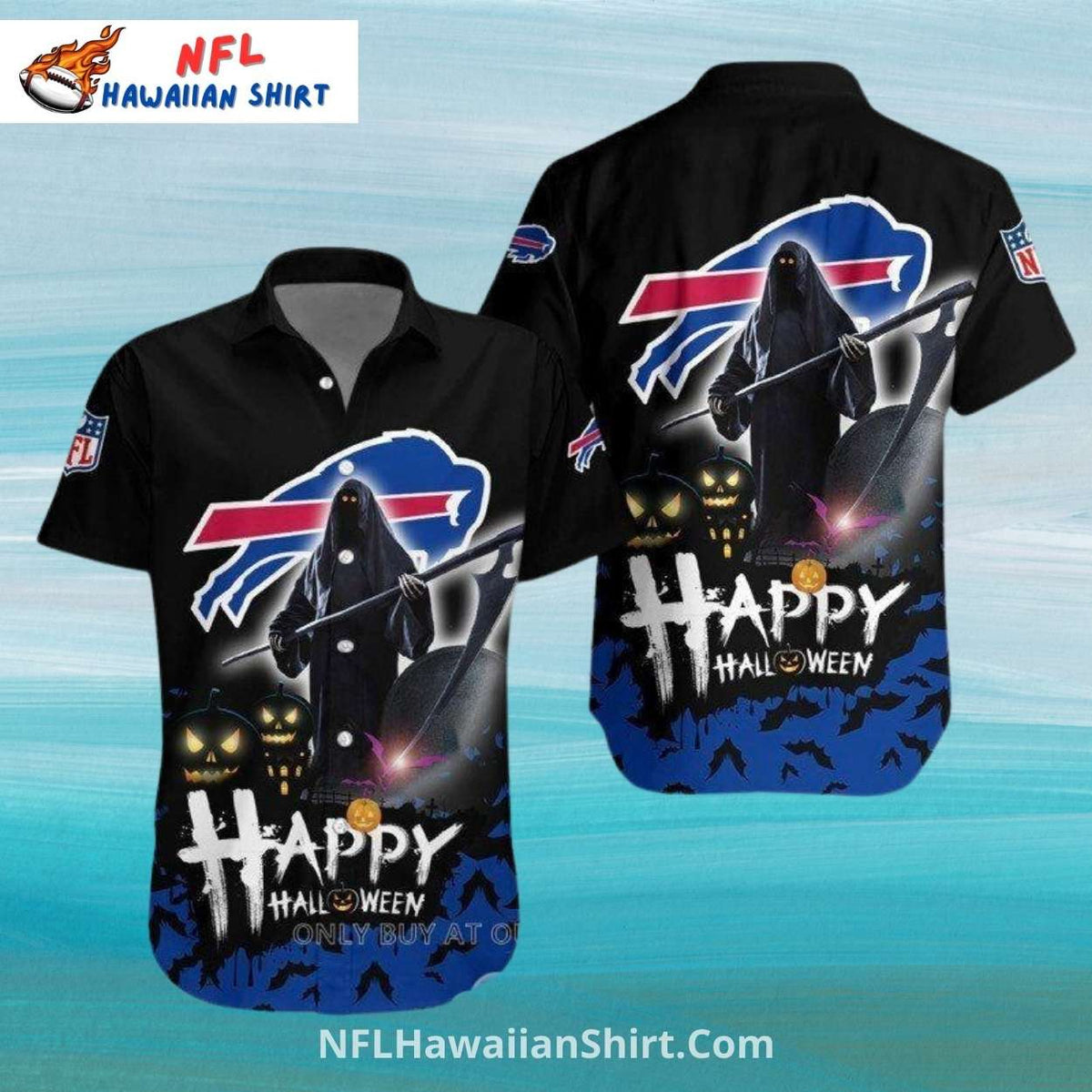 Buffalo Bills Aloha Shirt – Halloween Grim Reaper Design