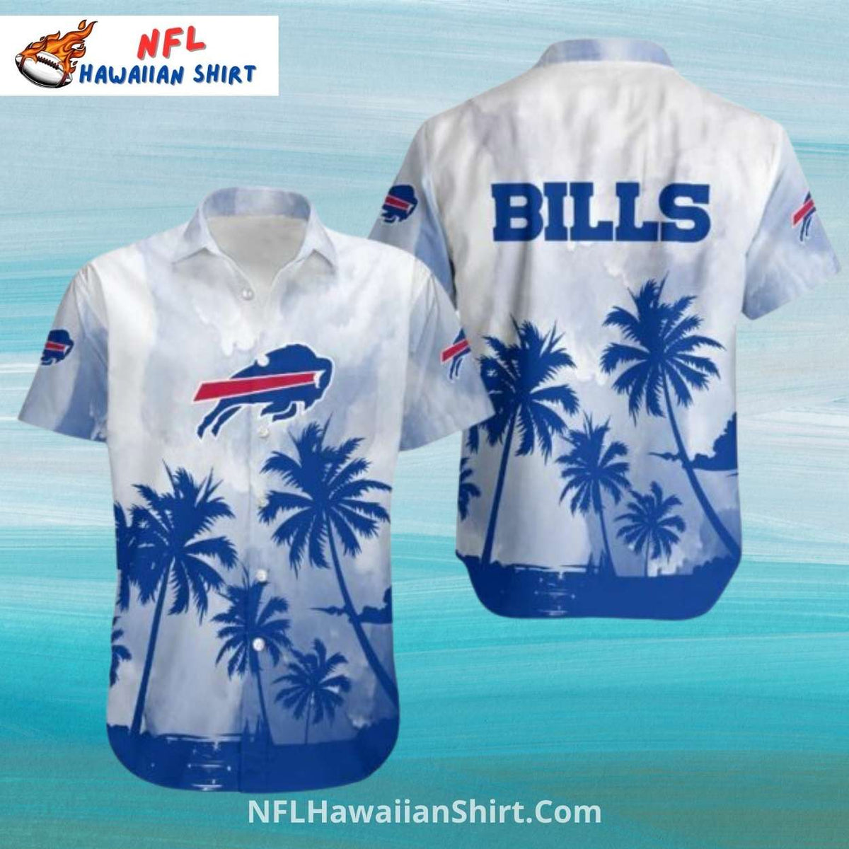 Buffalo Bills Aloha Shirt – Palm Trees And White Gradient