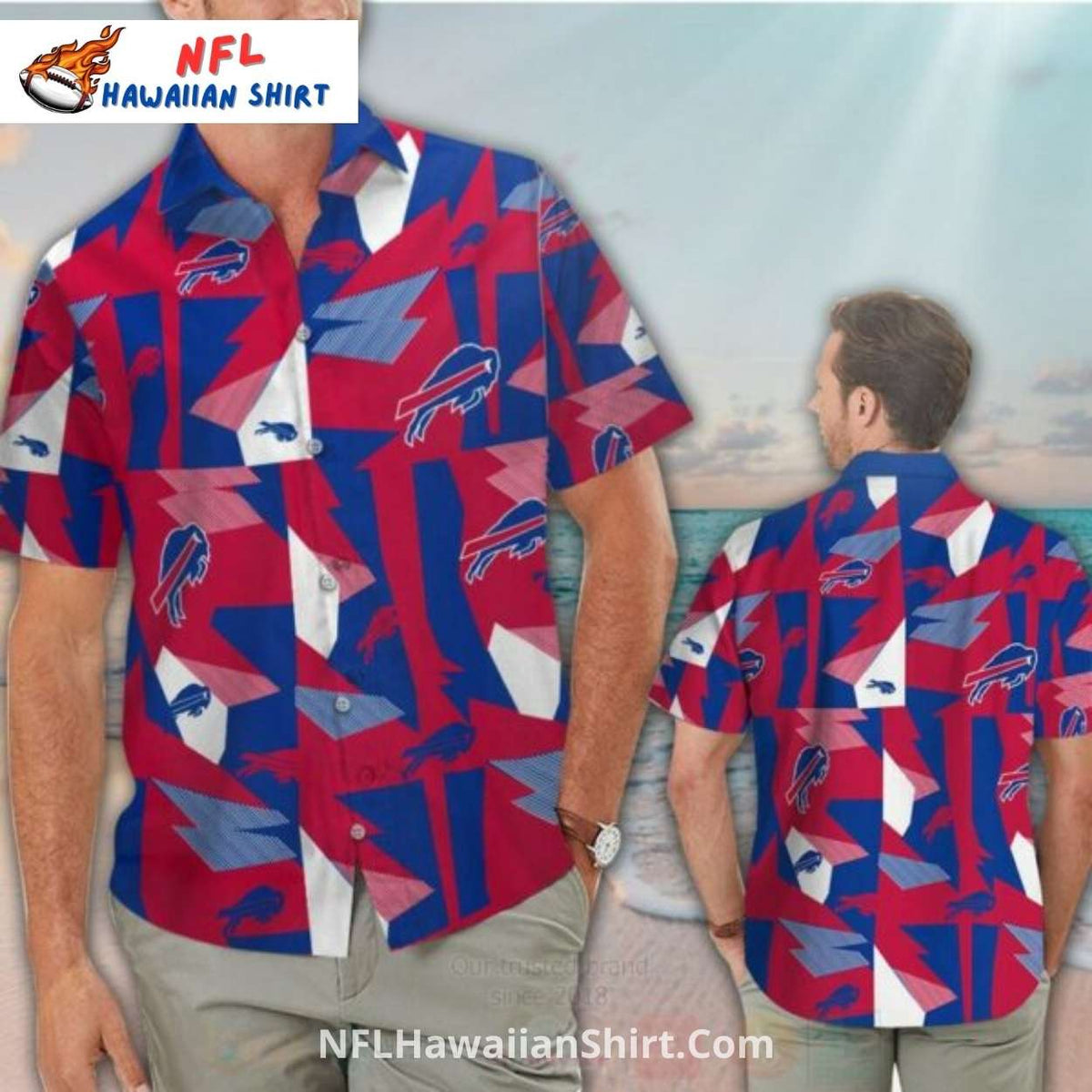 Buffalo Bills Aloha Shirt – Red And Blue Geometric Pattern