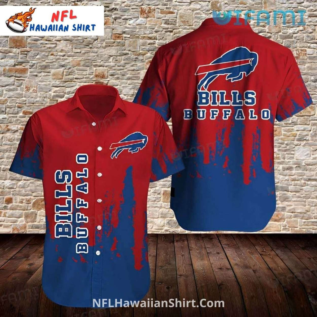Buffalo Bills Aloha Shirt – Red And Blue With Grunge Effect