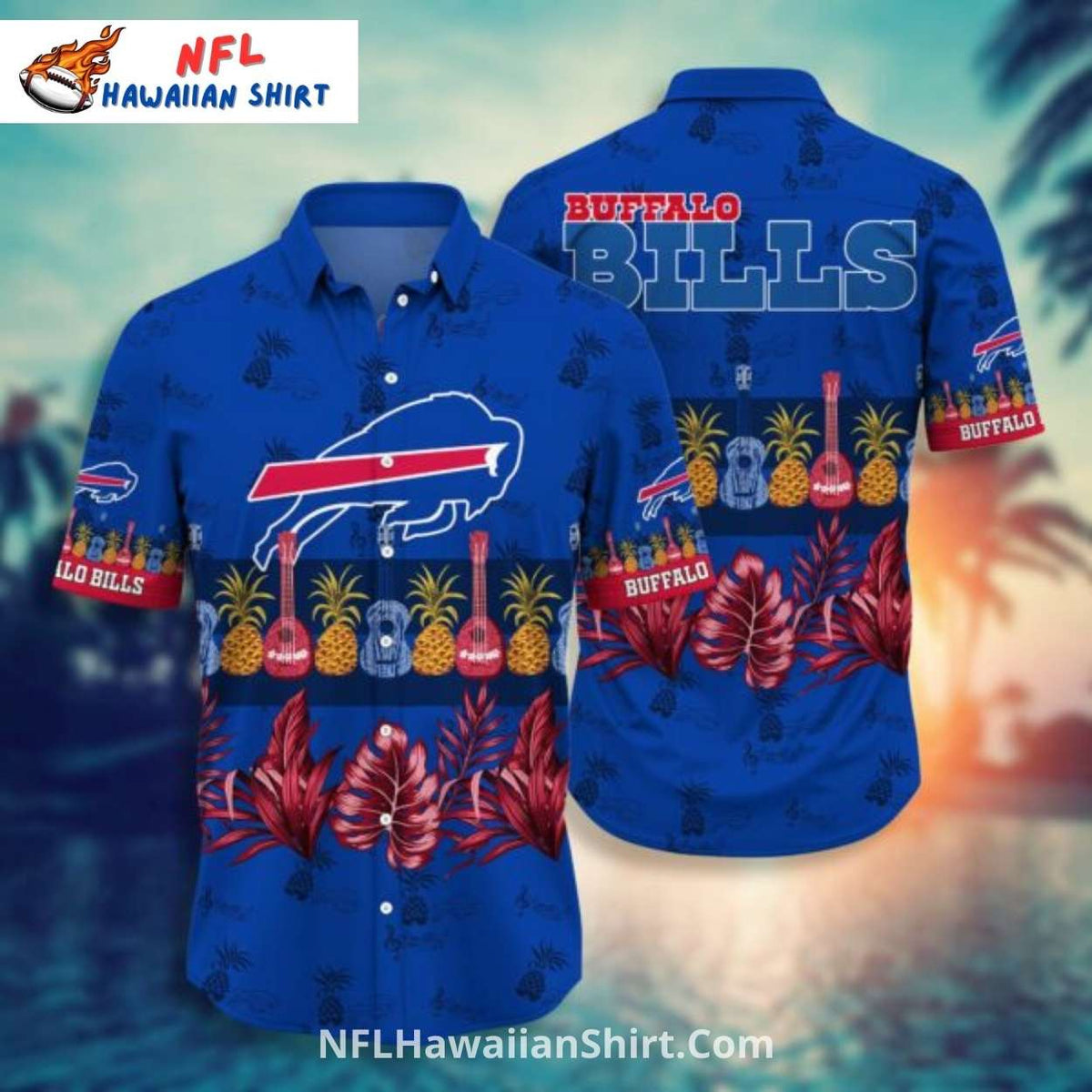 Buffalo Bills Aloha Shirt With Pineapple And Floral Design
