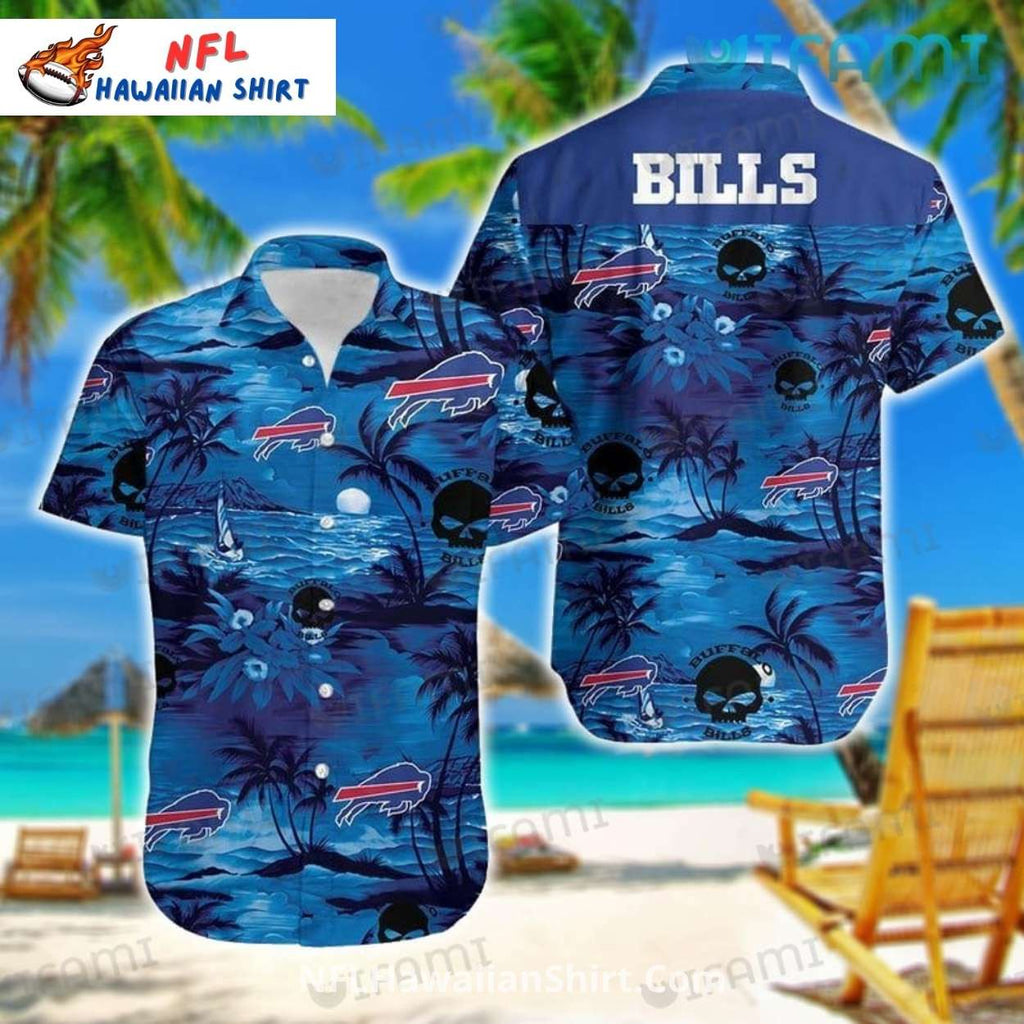Buffalo Bills Hawaiian Shirt – Blue Skull And Palm Tree Design