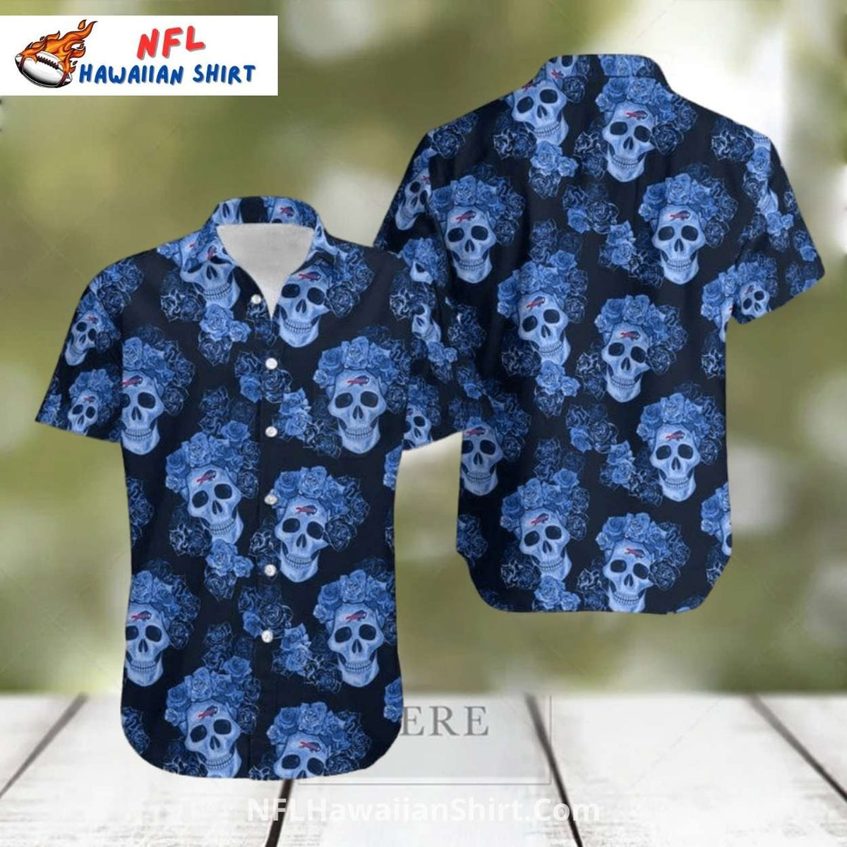 Buffalo Bills Hawaiian Shirt – Blue Skull And Roses Pattern