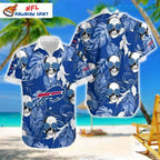 Buffalo Bills Hawaiian Shirt – Skull And Palm Leaf Design
