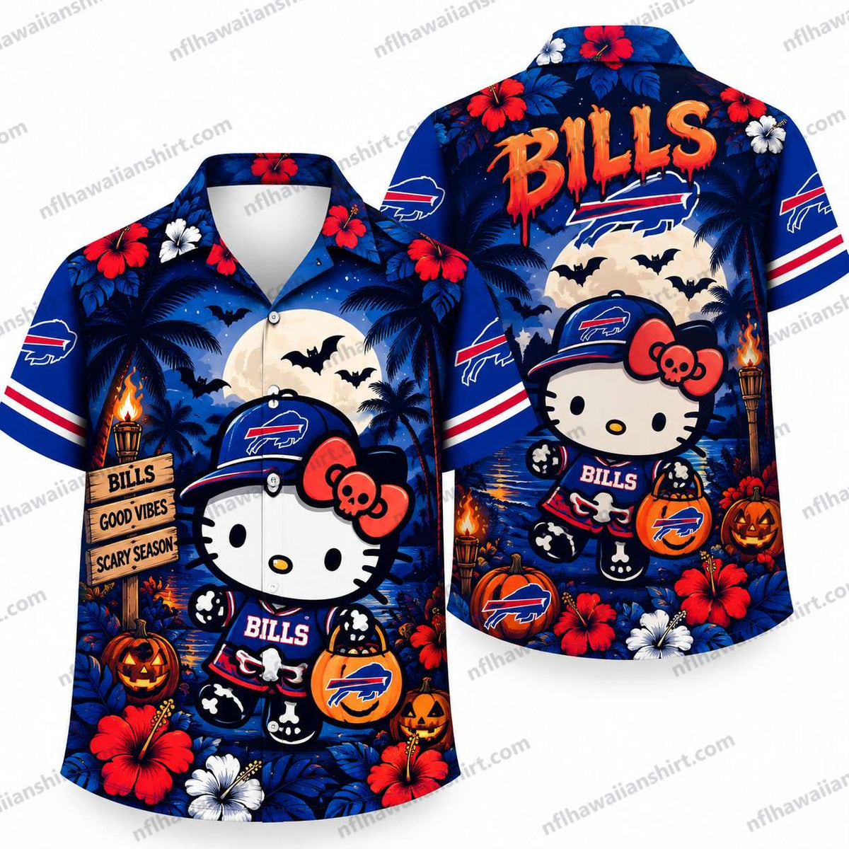 Buffalo Bills Hello Kitty Halloween Hawaiian Shirt