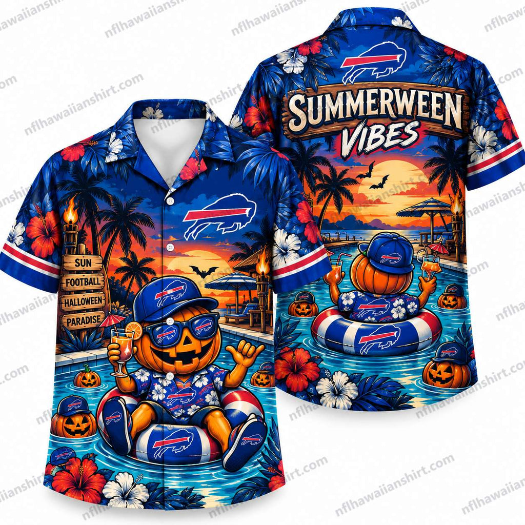 Buffalo Bills Summerween Pool Party Halloween Hawaiian Shirt