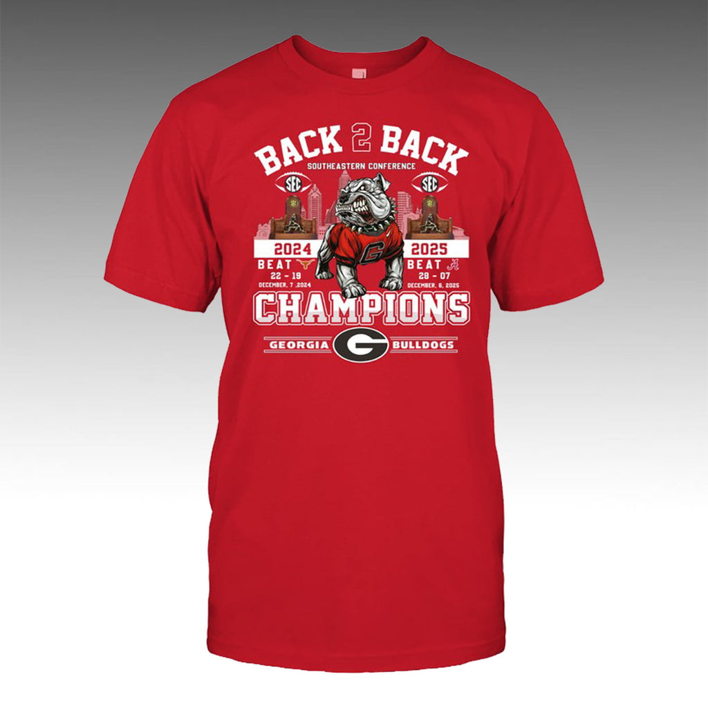 Bulldogs Back 2 Back SEC 2025 Champions Two-Sided Shirt
