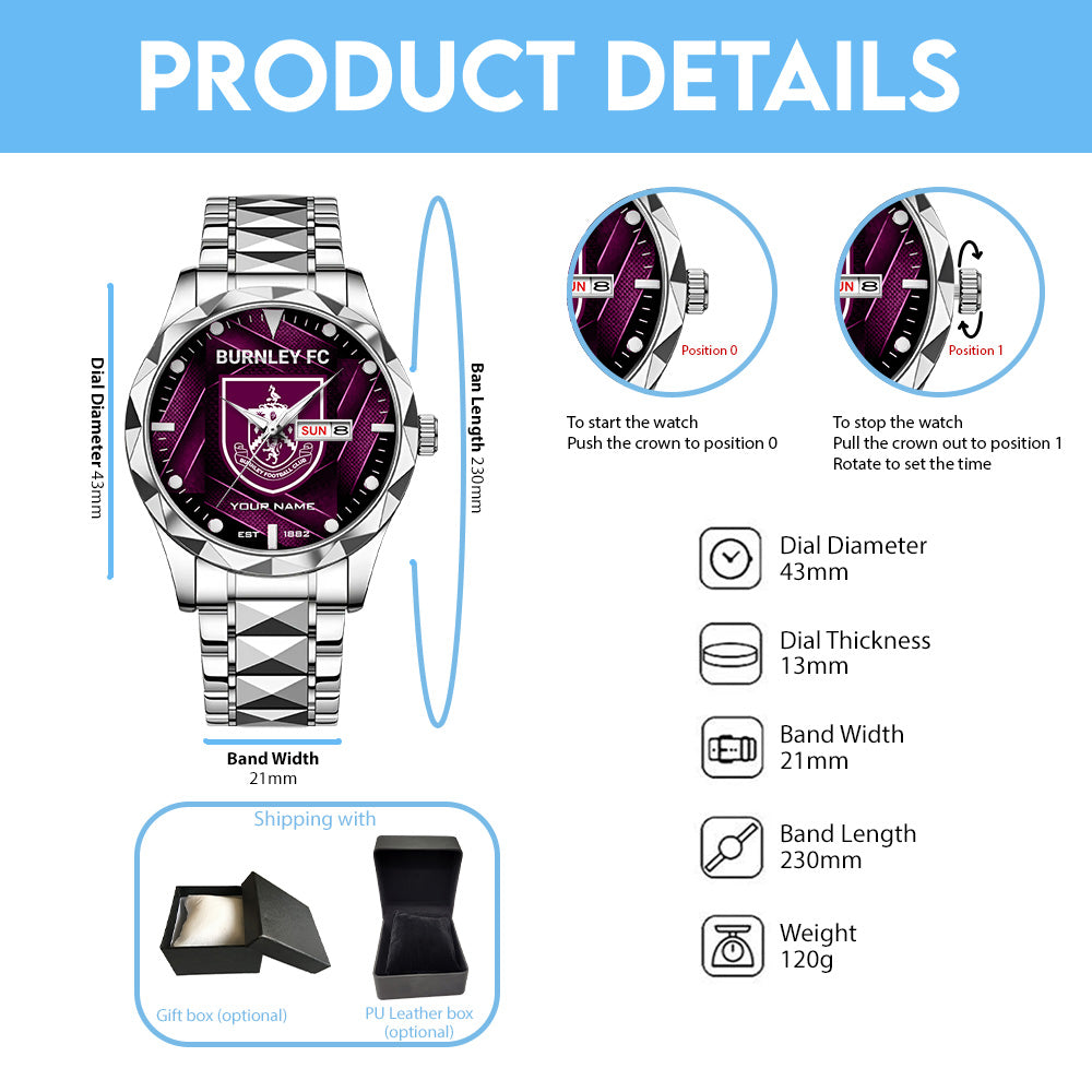 Personalized Burnley FC Alloy Luxury Quartz Watch - TANTN20265