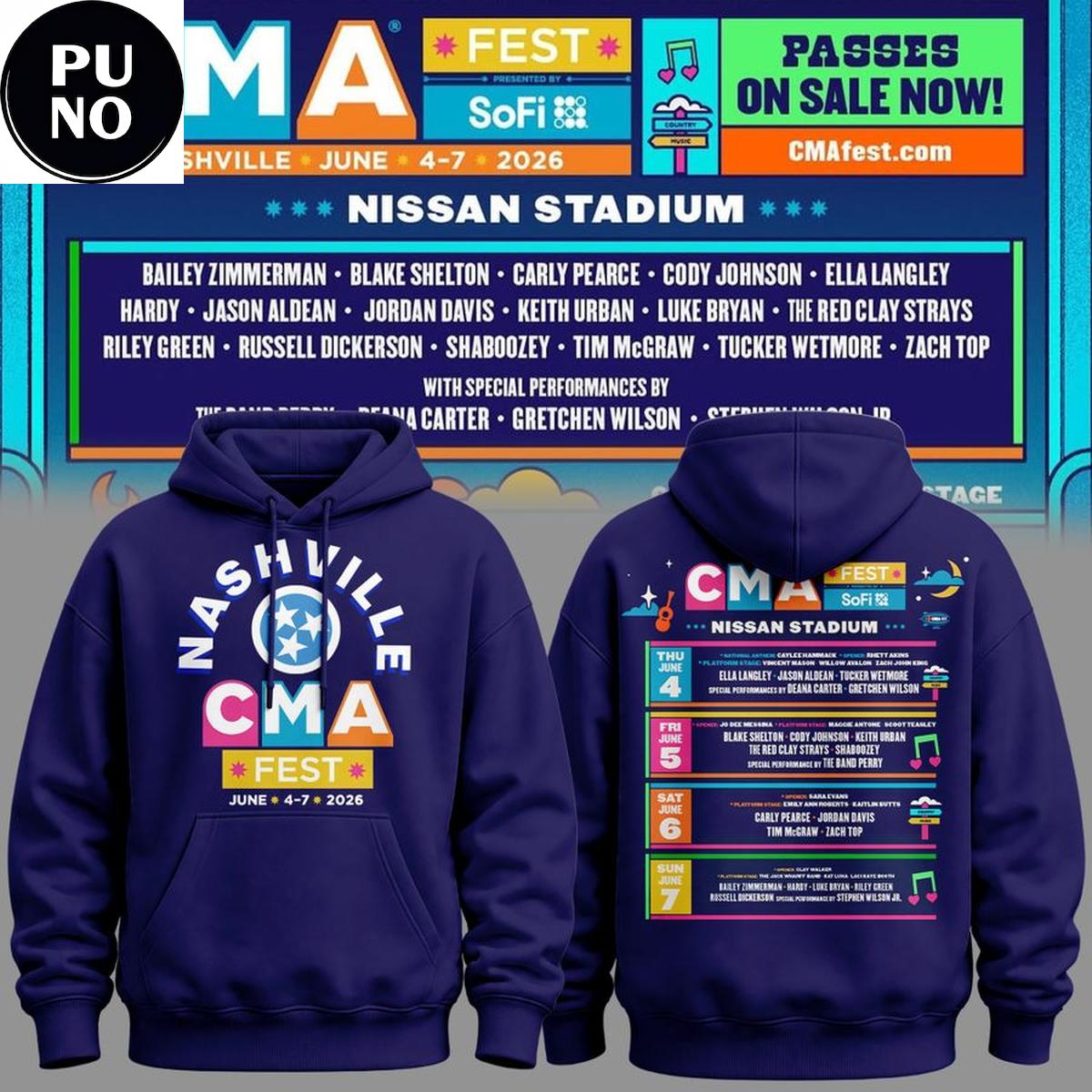 CMA Fest Country Music Association Festival 2026 Nashville Nissan Stadium Hoodie T-Shirt