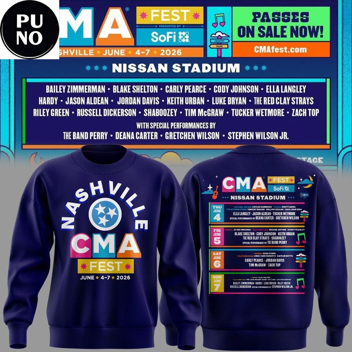 CMA Fest Country Music Association Festival 2026 Nashville Nissan Stadium Hoodie T-Shirt