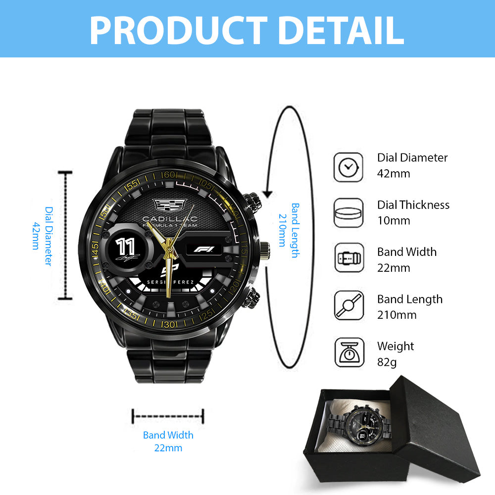 Cadillac Formula 1 Team x Checo Perez Black Stainless Steel Watch - TANTN20084