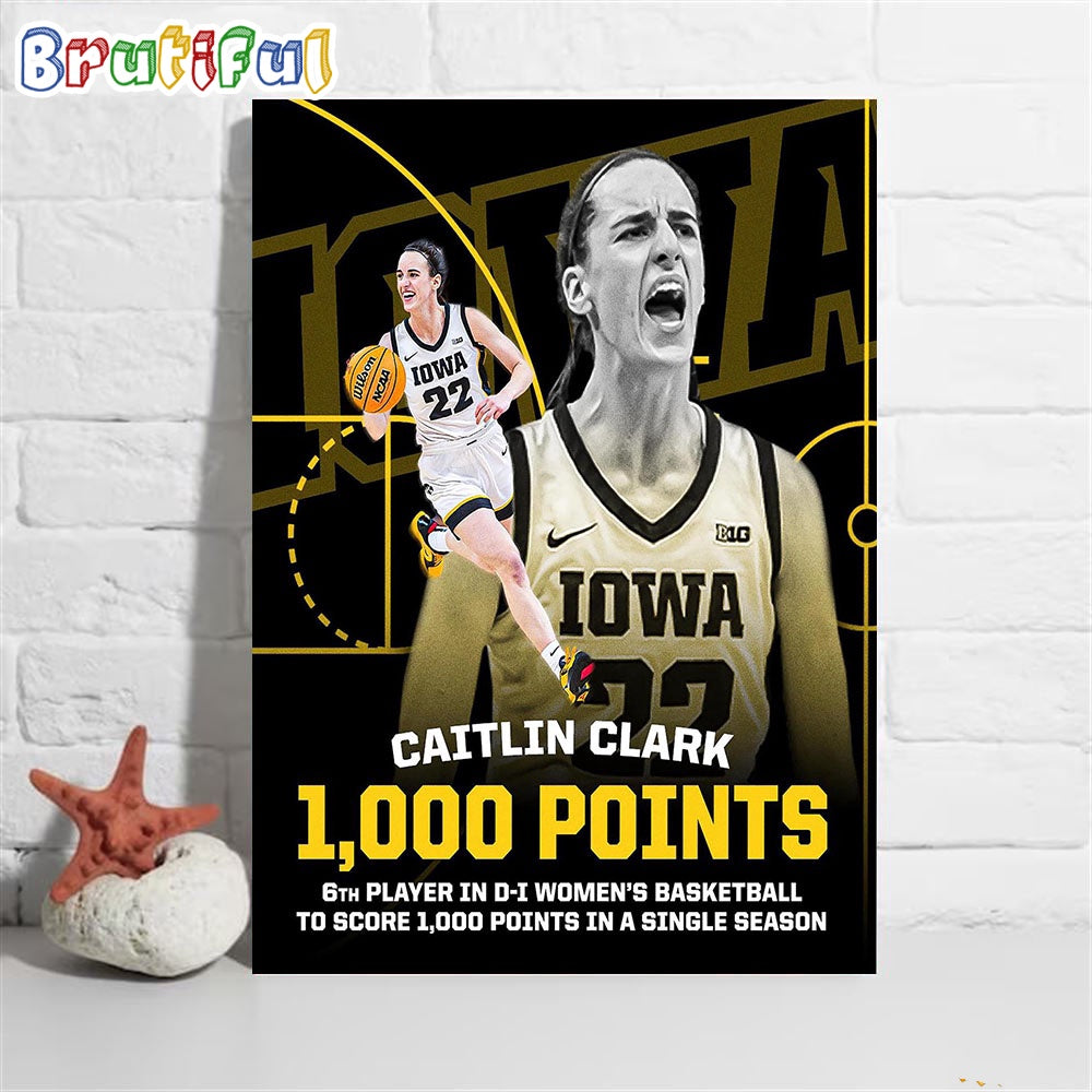 Caitlin Clark 1000 Points In A Single Season Poster Canvas