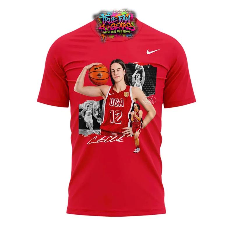 Caitlin Clark USA Basketball Women’s World Cup 12 Tribute Tee Shirt