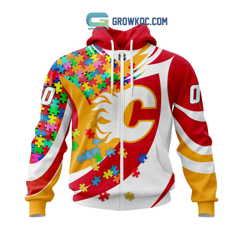 Calgary Flames NHL Autism Awarness Custom Hoodie T Shirt