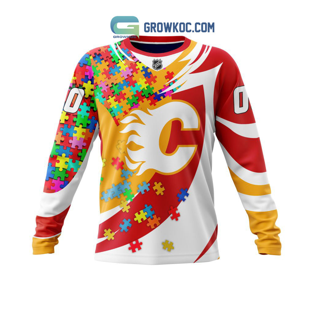 Calgary Flames NHL Autism Awarness Custom Hoodie T Shirt