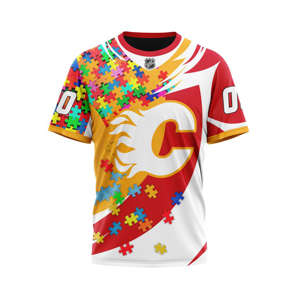 Calgary Flames NHL Autism Awarness Custom Hoodie T Shirt