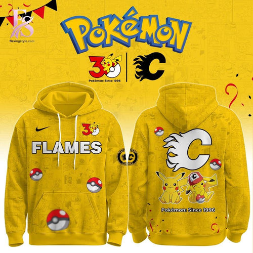 Calgary Flames Pokemon 30th Anniversary Hoodie