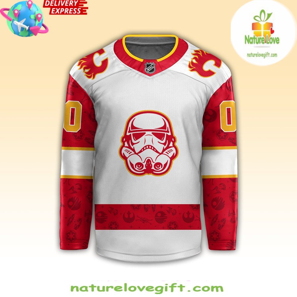 Star Wars Calgary Flames Hockey Jersey Custom Game Night