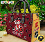 Calgary Flames NHL Mickey Women Leather Hand Bag
