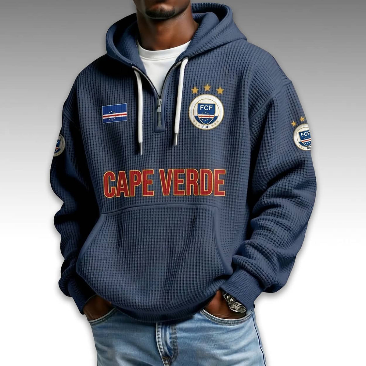 Cape Verde World Cup 2026 Waffle Quarter Zip Hoodie