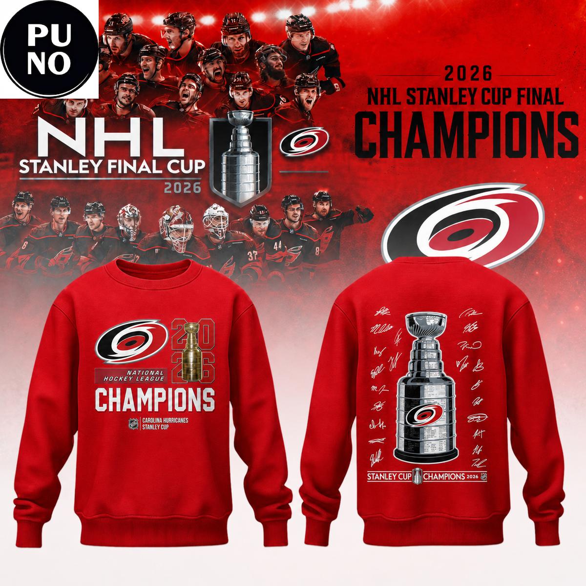 Carolina Hurricanes 2026 Stanley Cup Champions Signature Hoodie T-Shirt