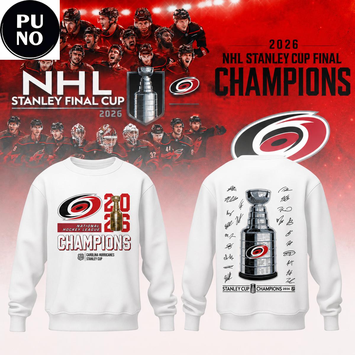 Carolina Hurricanes 2026 Stanley Cup Champions Signature Hoodie T-Shirt