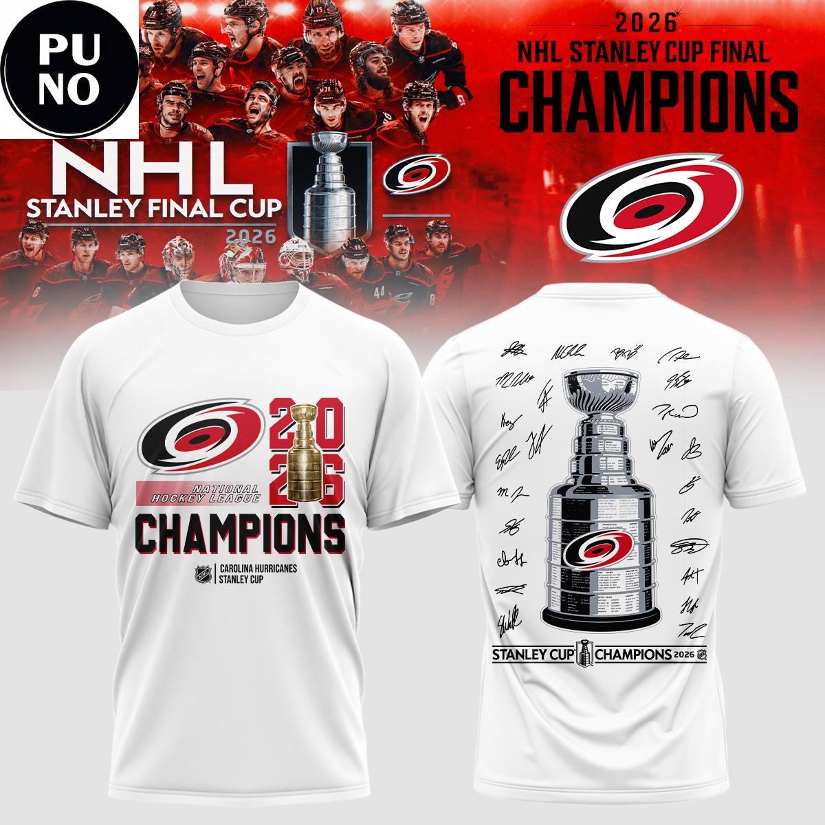 Carolina Hurricanes 2026 Stanley Cup Champions Signature Hoodie T-Shirt