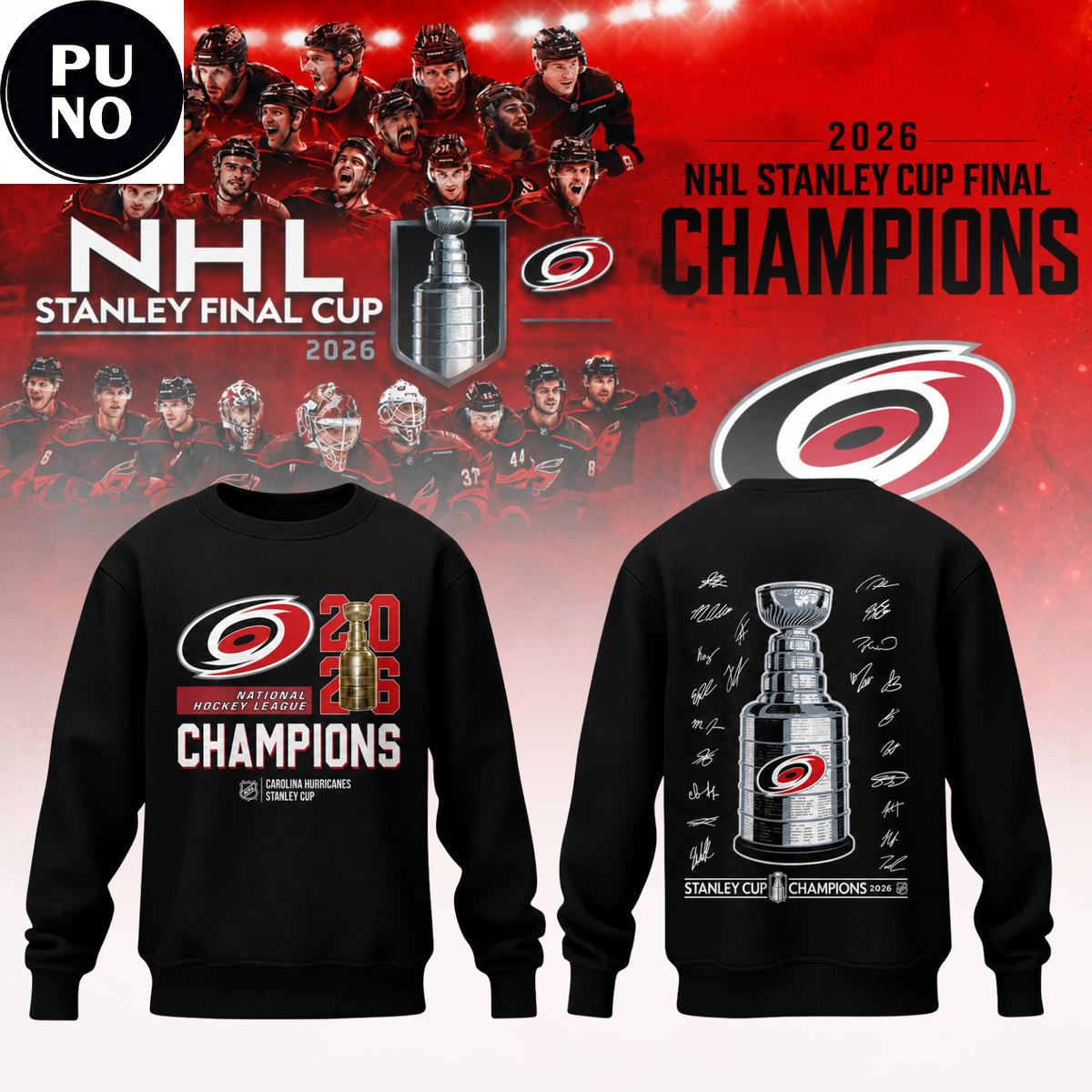 Carolina Hurricanes 2026 Stanley Cup Champions Signature Hoodie T-Shirt