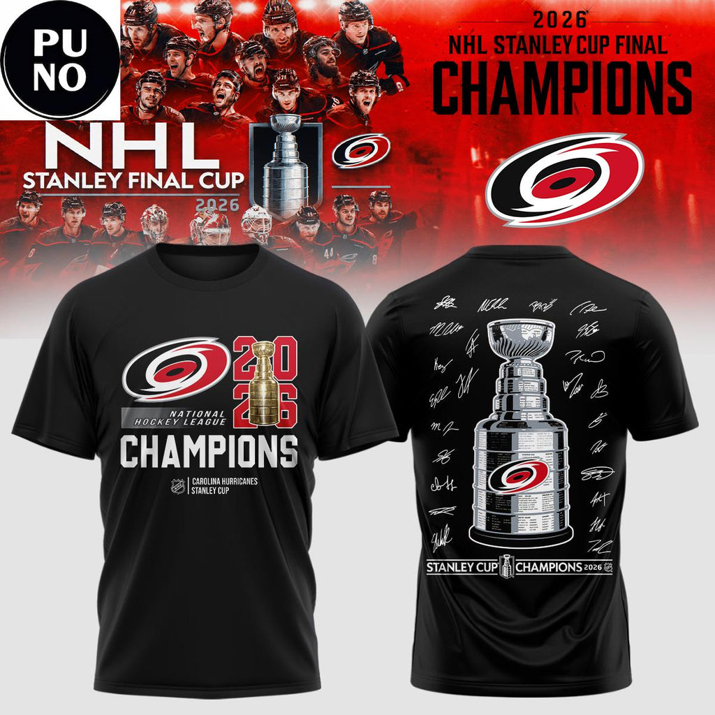 Carolina Hurricanes 2026 Stanley Cup Champions Signature Hoodie T-Shirt