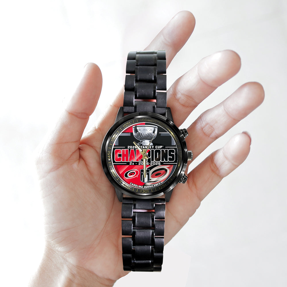 Carolina Hurricanes Black Stainless Steel Watch - GNE7091