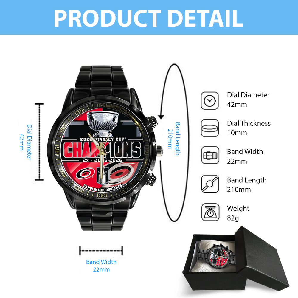 Carolina Hurricanes Black Stainless Steel Watch - GNE7091