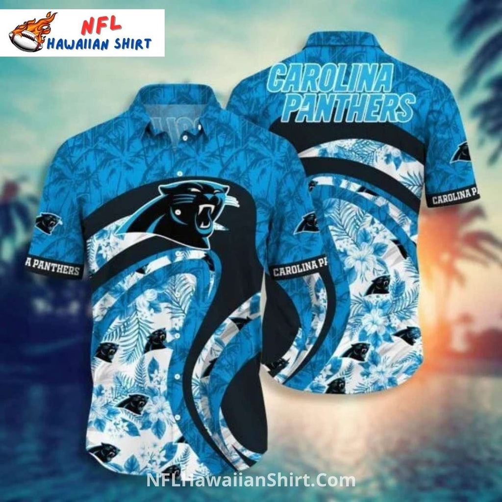 Carolina Panthers Aloha Shirt Floral Wave Tropical Design