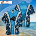 Carolina Panthers Aloha Shirt Retro Striped Floral Theme