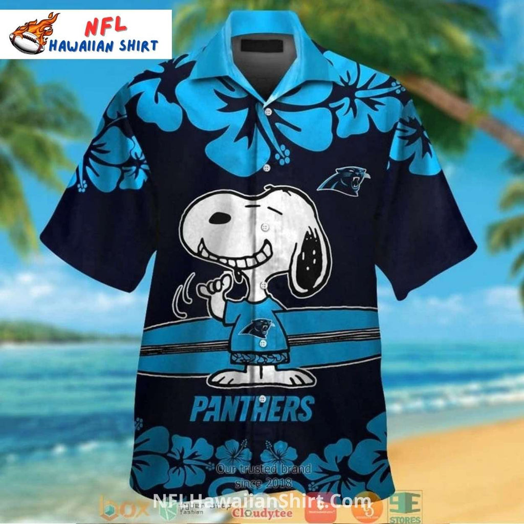 Carolina Panthers Aloha Shirt Snoopy Surfing Tropical Design